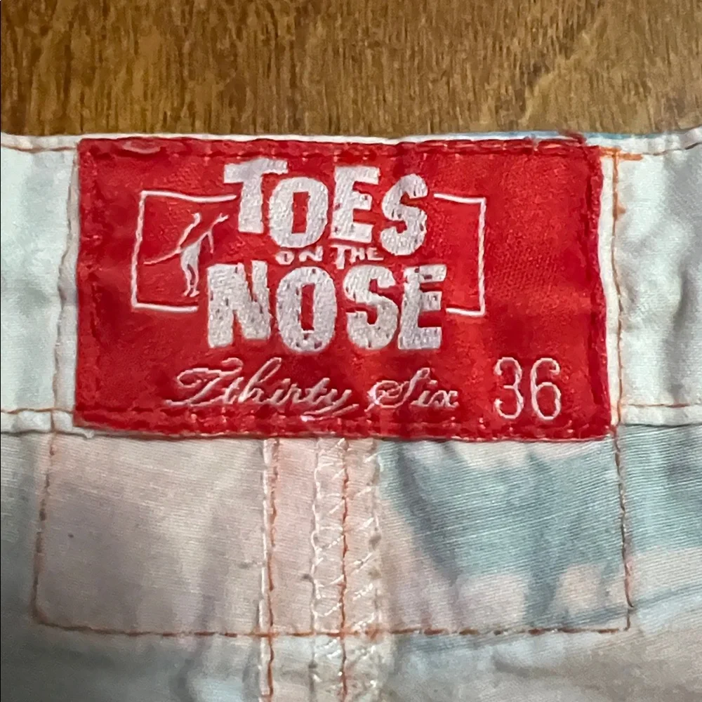 Toes on the Nose Hawaiian Board Shorts Mens 36 Orange Tropical Surf Swim Trunks